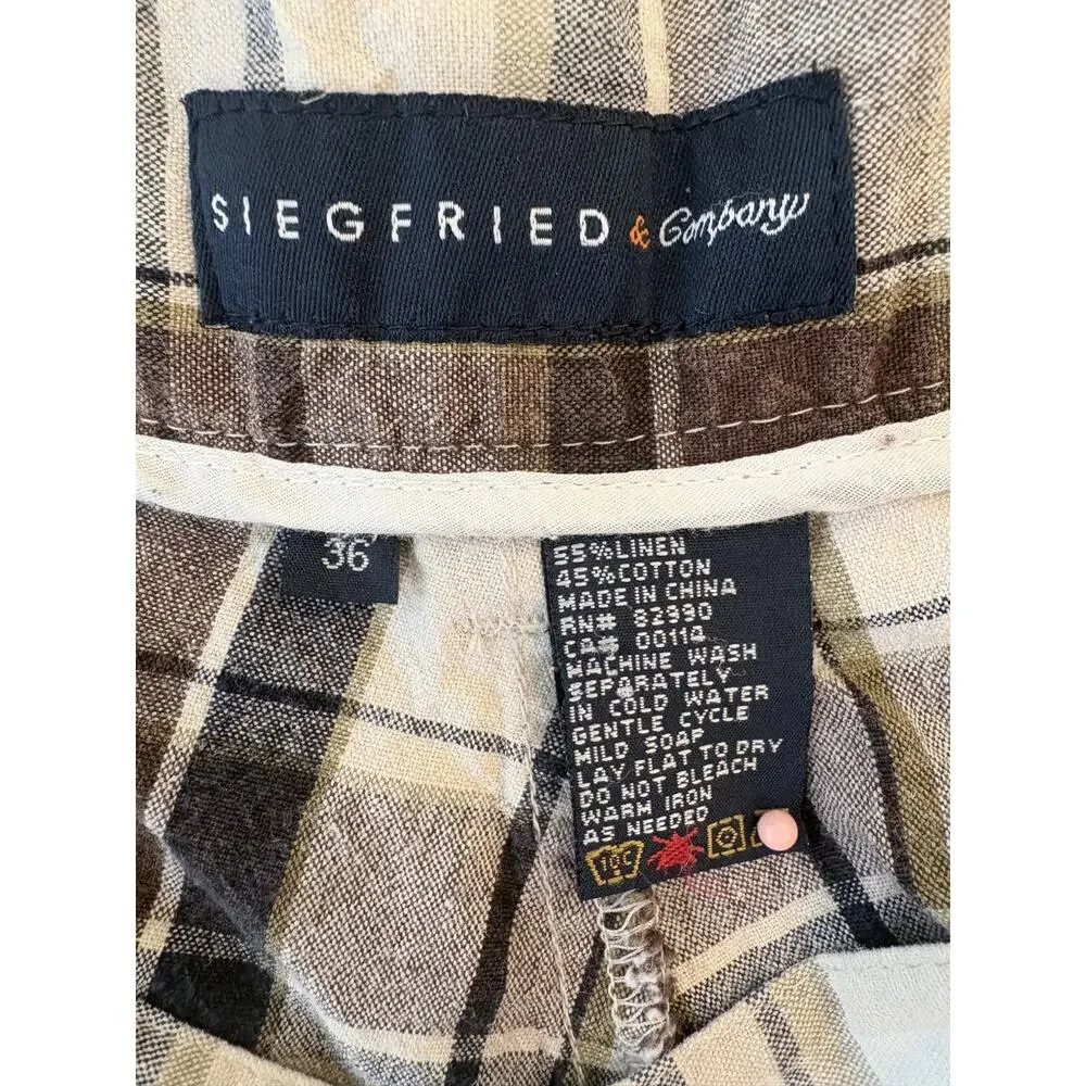 Mens Siegfried and Company Plaid Shorts Size 36